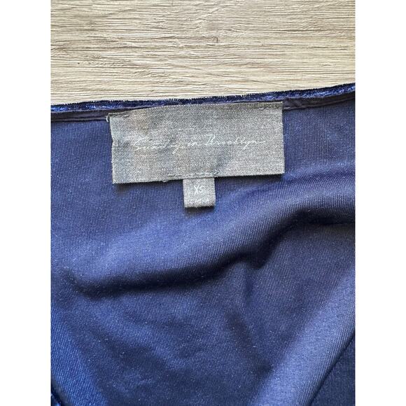Anthropologie Sunday In Brooklyn Holiday Blue Velvet Faux Wrap Dress‎ US SZ XS - Picture 3 of 3